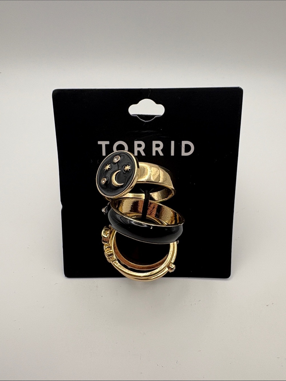 torrid Gold and Black Celestial Stack Rings Set